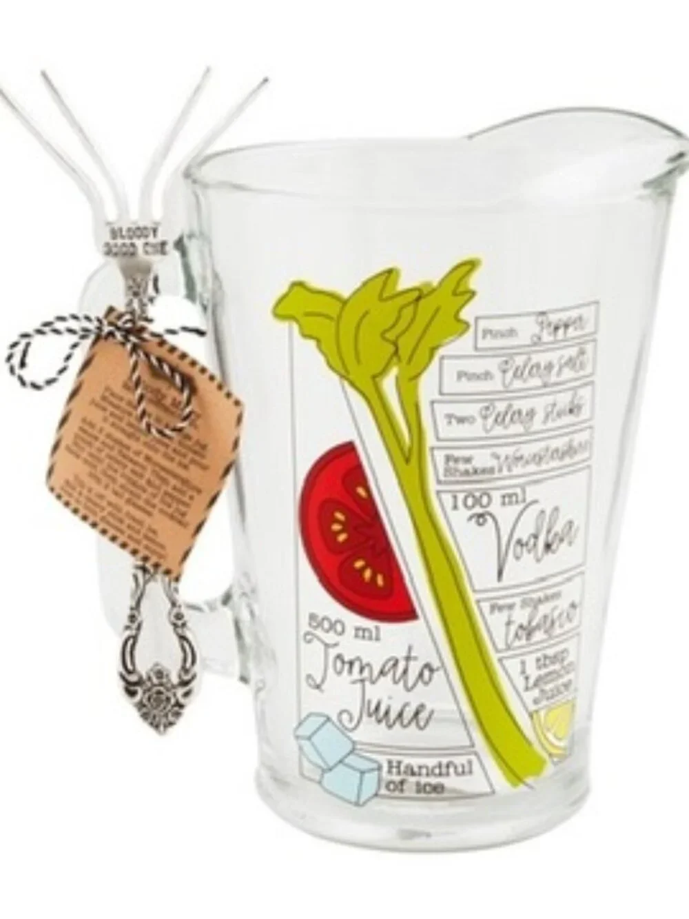 Mudpie Bloody Mary Recipe Pitcher Set